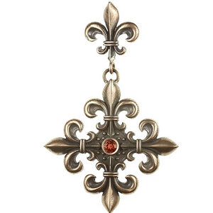 Absolutely the most beautiful hand cast Bronze 4 point Fleur De Li cross with a bezel set faceted stone of your choice.