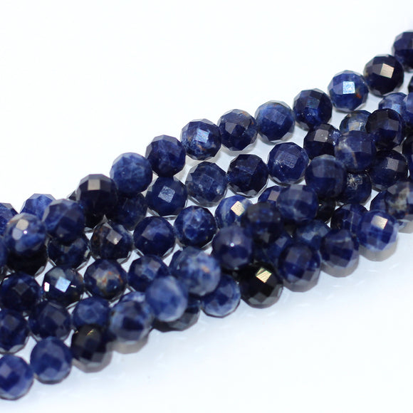 6mm round faceted sodalite beads