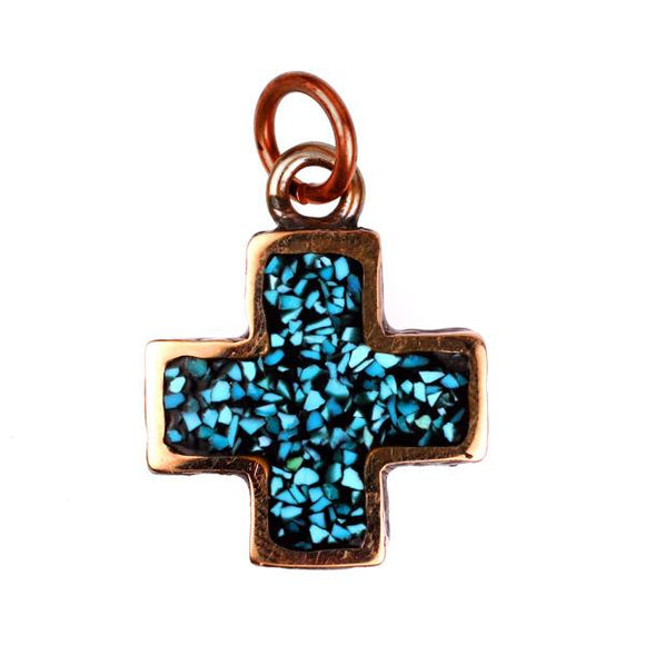 Bronze Cross With Sleeping Beauty Turquoise Inlay