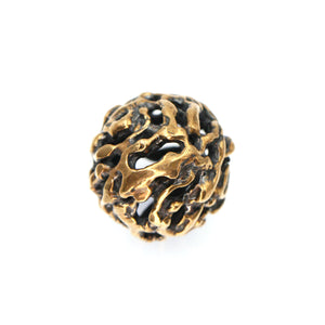 (bzbd007-9324) Bronze Free Form Large Hollow Textured Ball Bead