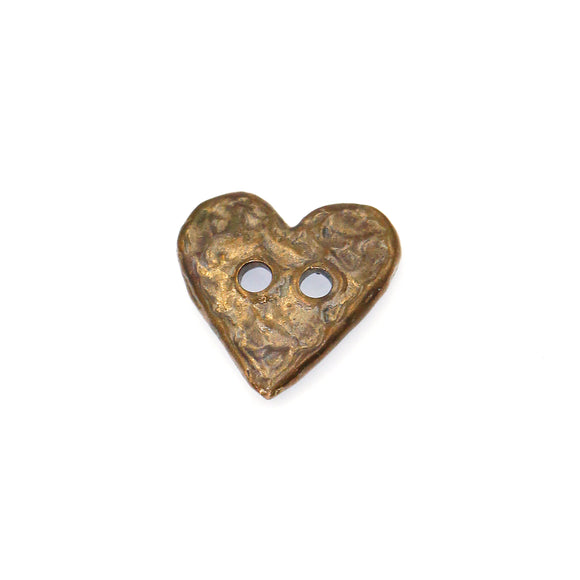 (bzbn019-N0154a) Bronze Heart Bead with 2 holes