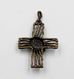 (ABR023)  Old World Bronze Cross W/ Spider web Turquoise