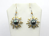 Fresh Water Pearl Earrings w/ Golden Sapphires set in Sterling Silver.