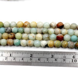 (ama008) Faceted 8mm multi colored Amazonite round beads.