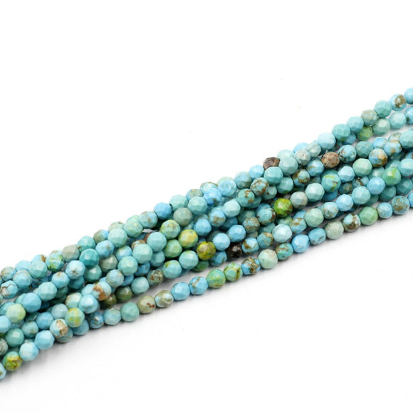(turq022)) 3mm Faceted Round Turquoise
