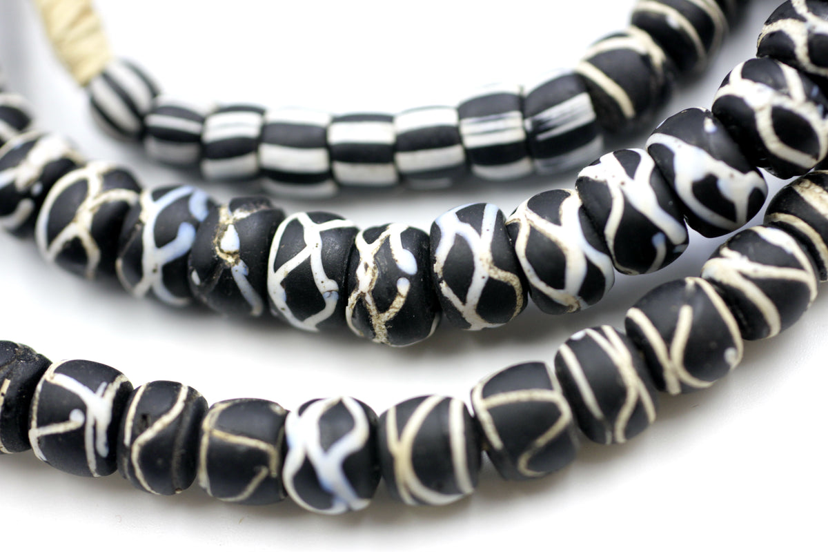 African Beads in Black-White and Turquoise-Bone Beads - B Simpson