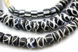 (African008) Very Collectible African Trade Beads  Black & White (Rattlesnake type)