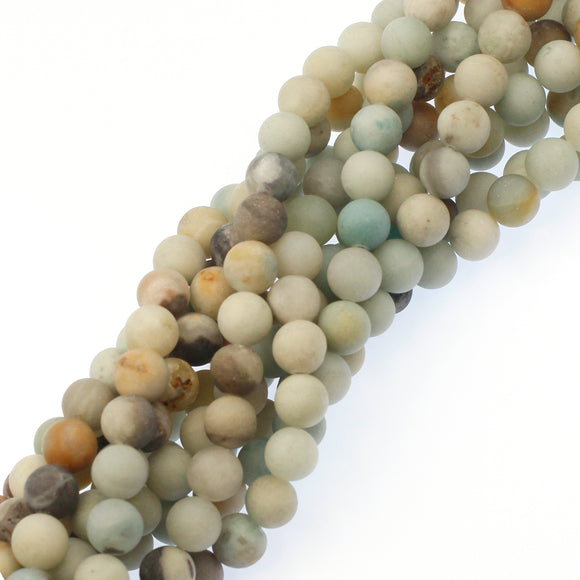 (ama005) 10mm Matte Rainbow Amazonite Beads - Scottsdale Bead Supply