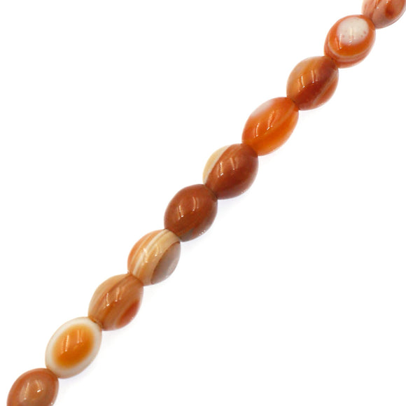 (agate058) Orange Banded Agate Ovals - Scottsdale Bead Supply