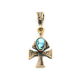 (OOAK022) Bronze Cross with Turquoise Inlay