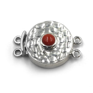 (Scl019) Two Strand Sterling Box Clasp With Coral