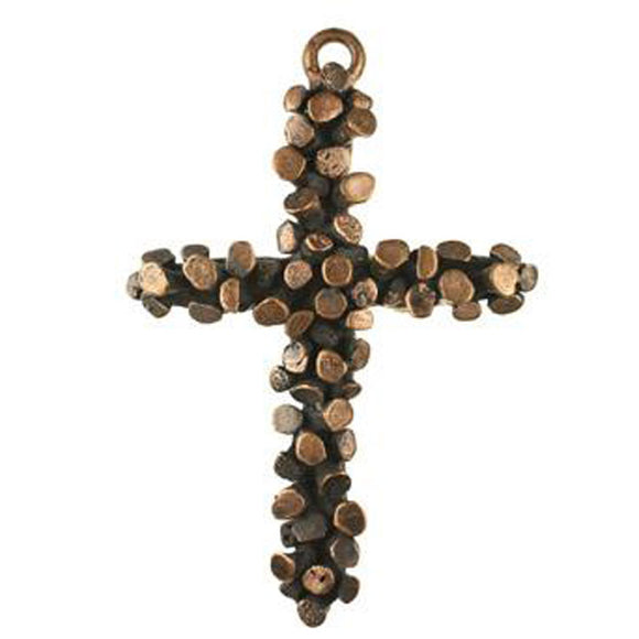 (bzp327-9276) Solid Bronze nugget pattern heavy cross