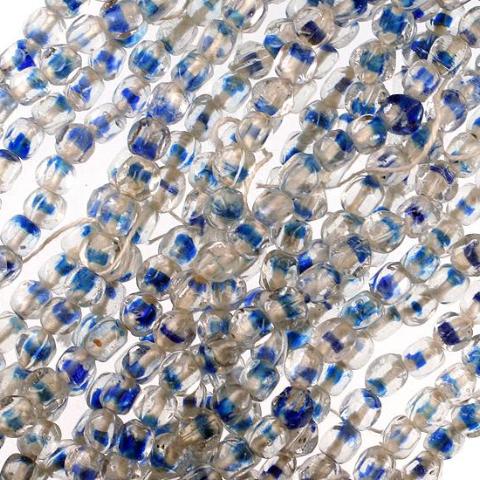 Clear and Blue India Lamp Beads