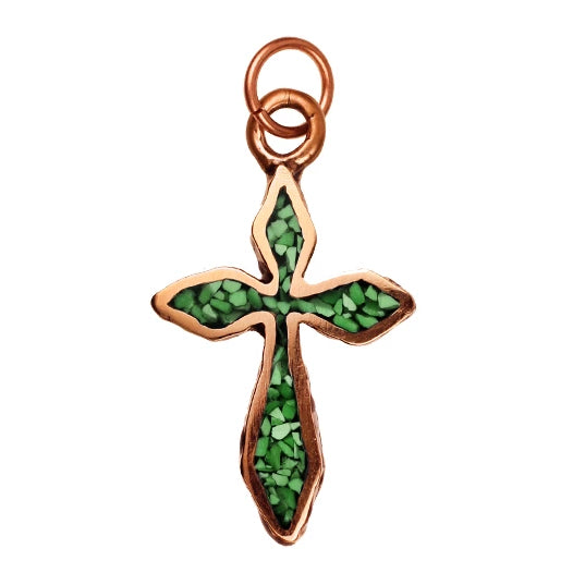 Bronze Cross with Green Turquoise Inlay