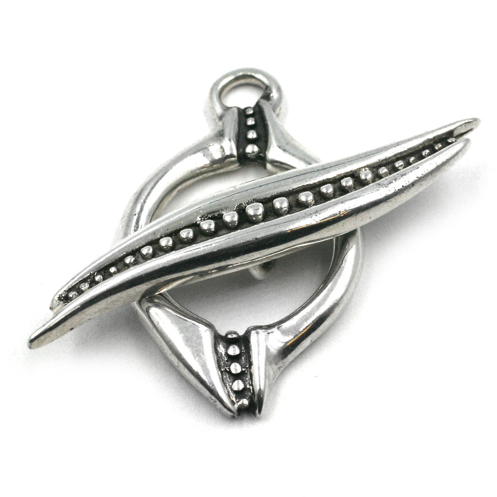 Sterling Silver Toggle Clasp, Curved Freeform Design (Each)