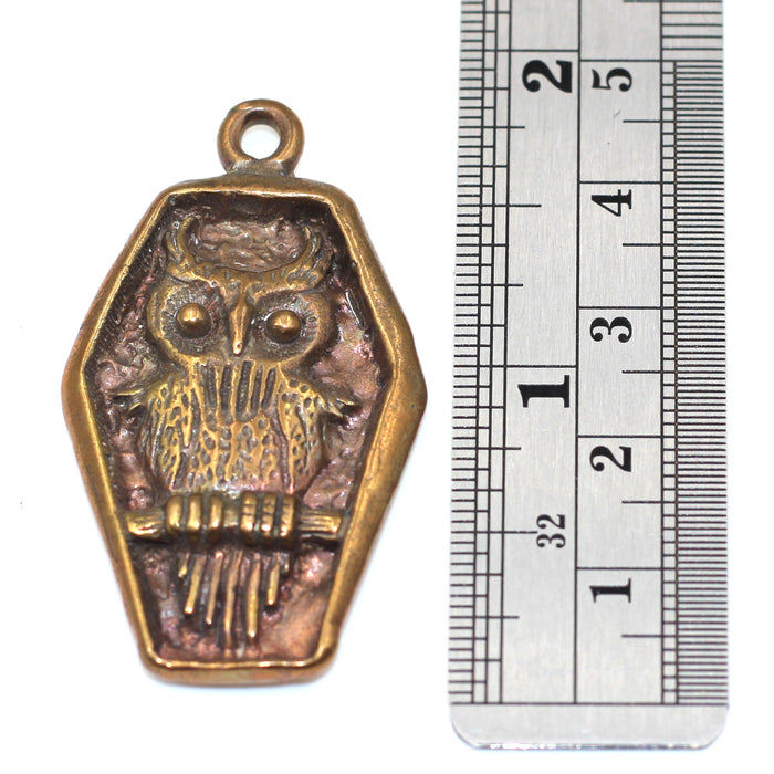 (bzp382-N0554) Bronze Owl Pendant