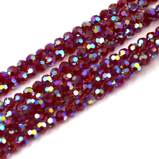 4mm Round Siam AB x 2 Swarovski Crystal