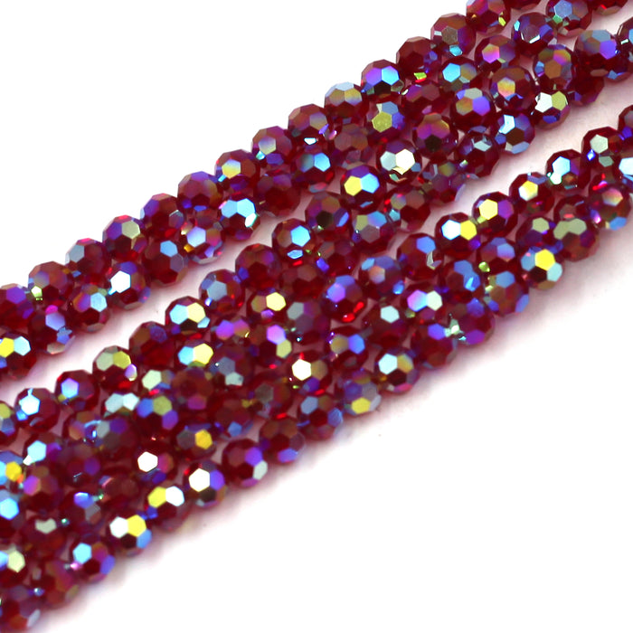 4mm Round Siam AB x 2 Swarovski Crystal