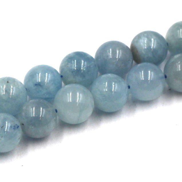 (AQUA-007) 10mm Round Aquamarine Beads