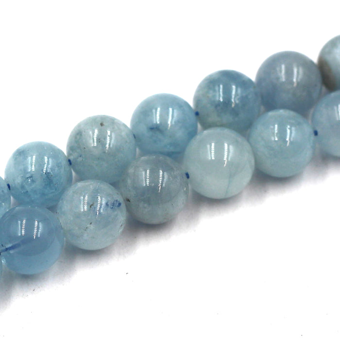 (AQUA-007) 10mm Round Aquamarine Beads