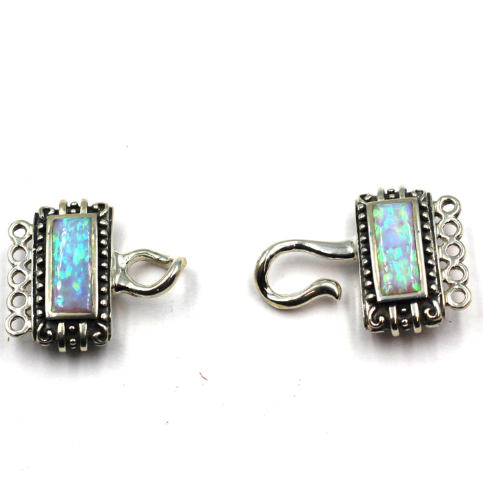 (ICL-013)  Lt blue Opal multi strand silver clasp