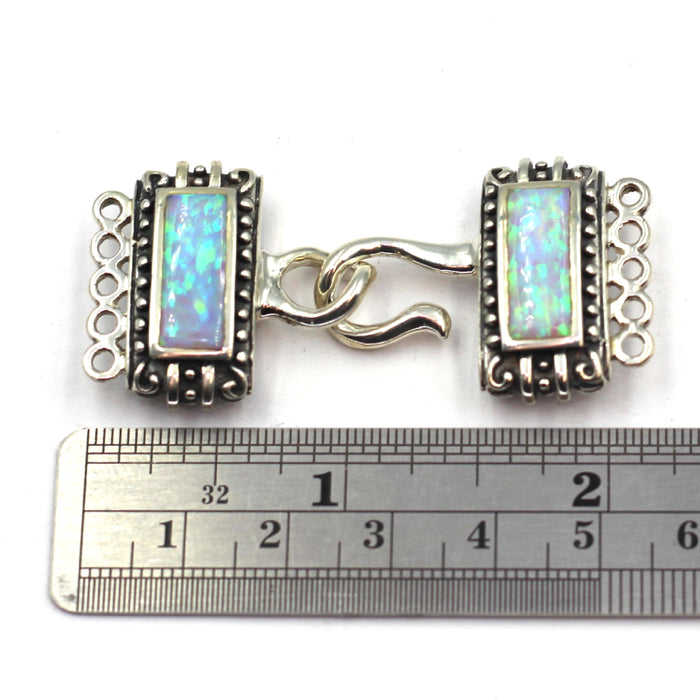 (ICL-013)  Lt blue Opal multi strand silver clasp