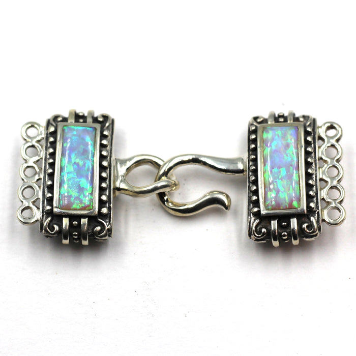 (ICL-013)  Lt blue Opal multi strand silver clasp
