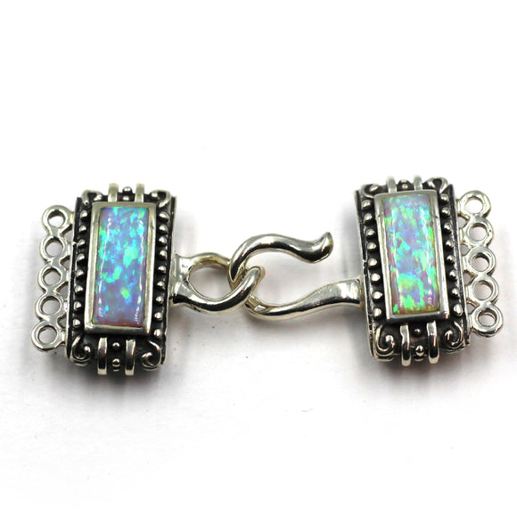 (ICL-013)  Lt blue Opal multi strand silver clasp