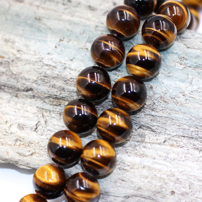 (tig014)  Large 18 mm. round Golden Tiger Eye beads