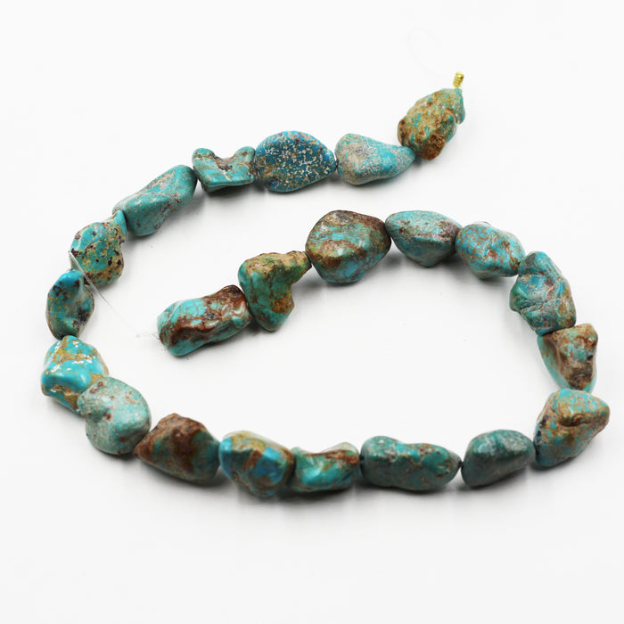 (TURQ-111) Turquoise nugget bead strand.