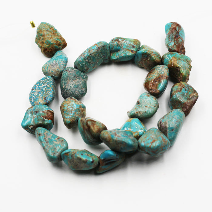 (TURQ-111) Turquoise nugget bead strand.