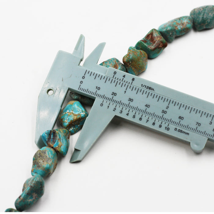 (TURQ-111) Turquoise nugget bead strand.