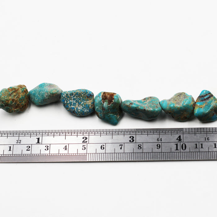 (TURQ-111) Turquoise nugget bead strand.