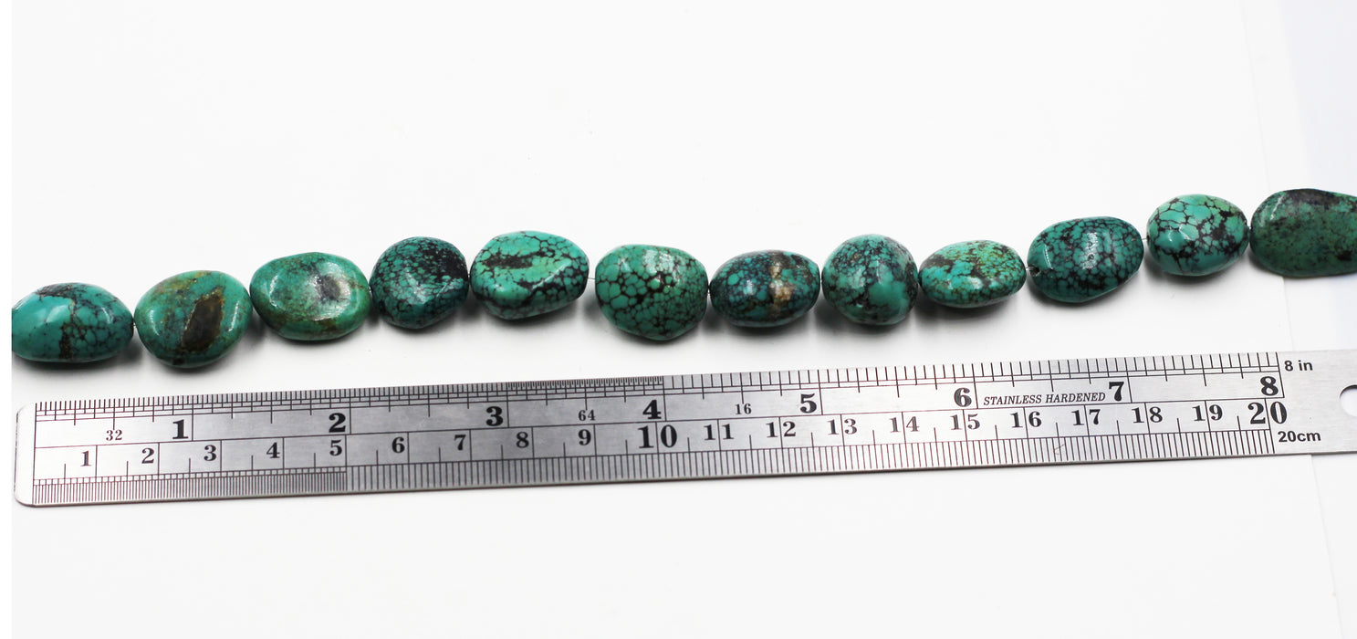 TURQ-112) Turquoise Spider Web Nuggets Bead Strand