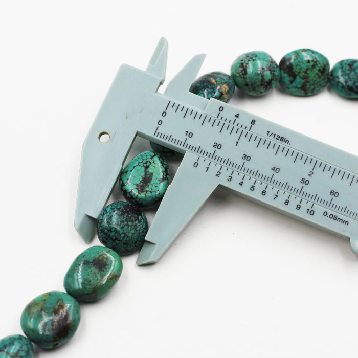 TURQ-112) Turquoise Spider Web Nuggets Bead Strand