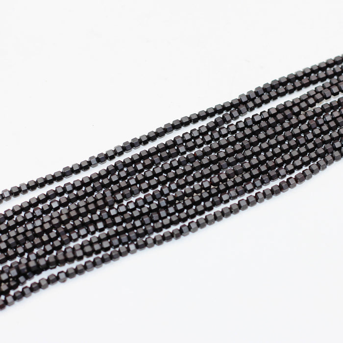 Hem 010  Hematite 3 mm Faceted Octagon Beads