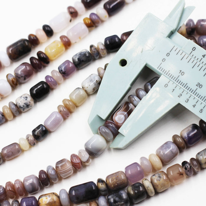 (agate100) Silver Mist Agate graduated barrells & rondells