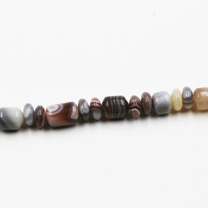 (agate100) Silver Mist Agate graduated barrells & rondells