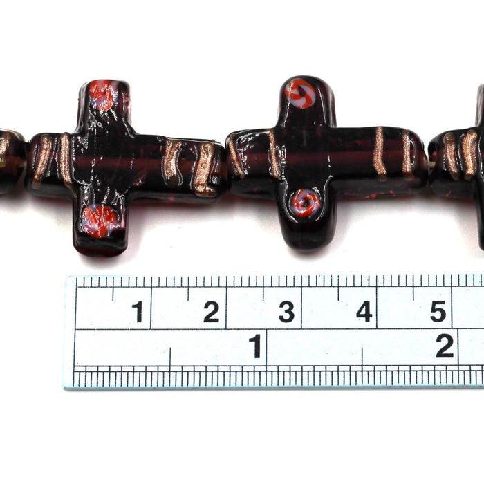 (INDIA057) Amethyst Cross Beads With Flowers