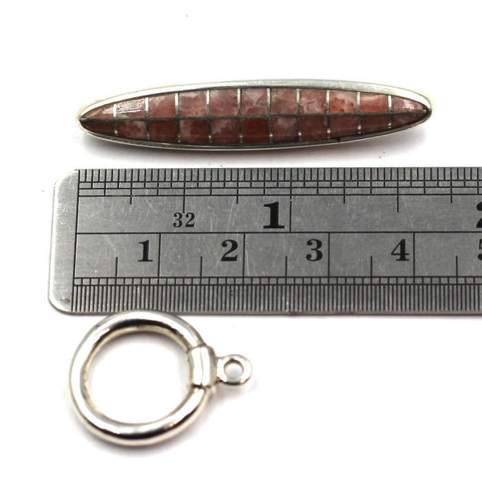 (ITG-235) Rose Quartz Inlay Toggle Claasp