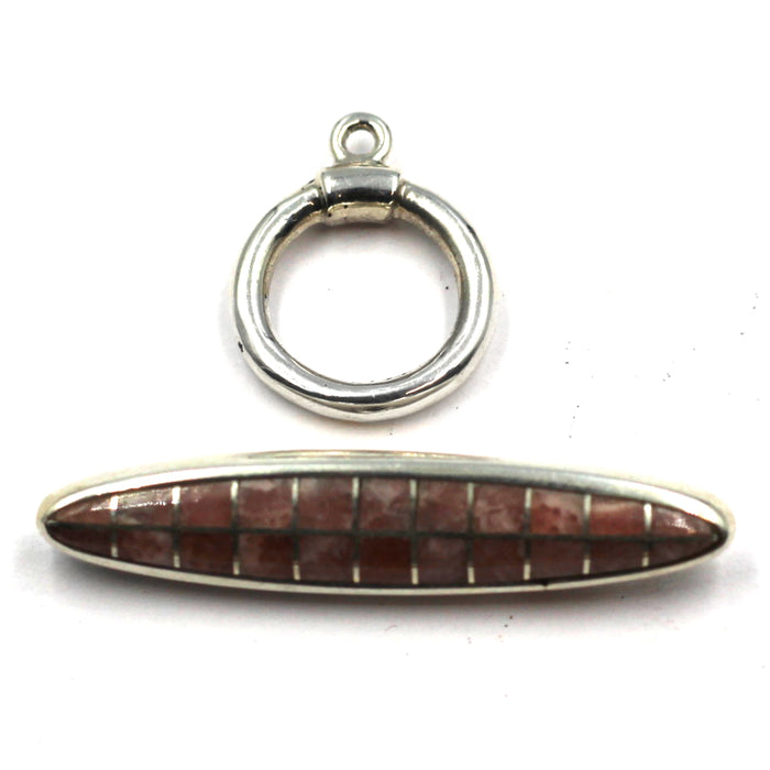 (ITG-235) Rose Quartz Inlay Toggle Claasp