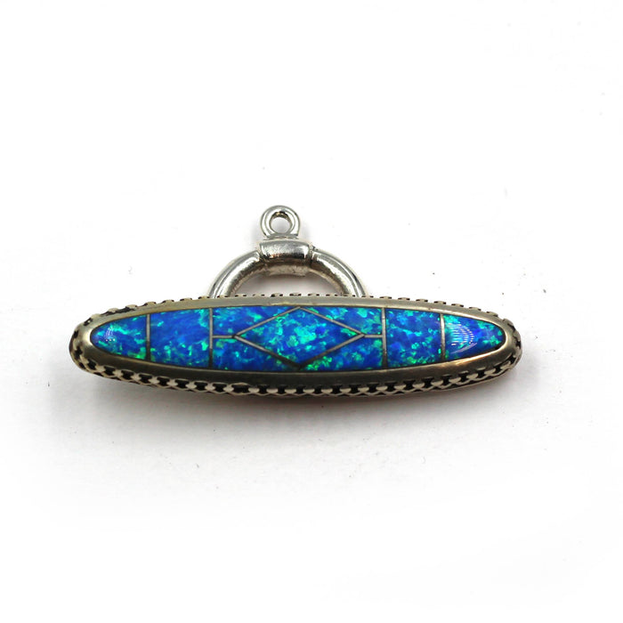 (ITG-320) Blue Opal Inlay Toggle Clasp