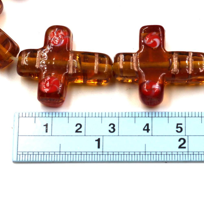 Topaz Cross Beads With Flowers