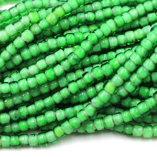 6mm Green White Hearts