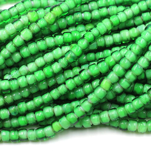 6mm Green White Hearts