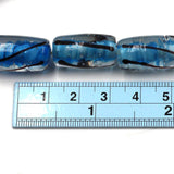 (INDIA066) Blue With Clear Encased Barrel Glass Bead
