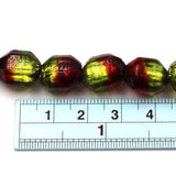 (India067) Green & Red Glass Foil Beads