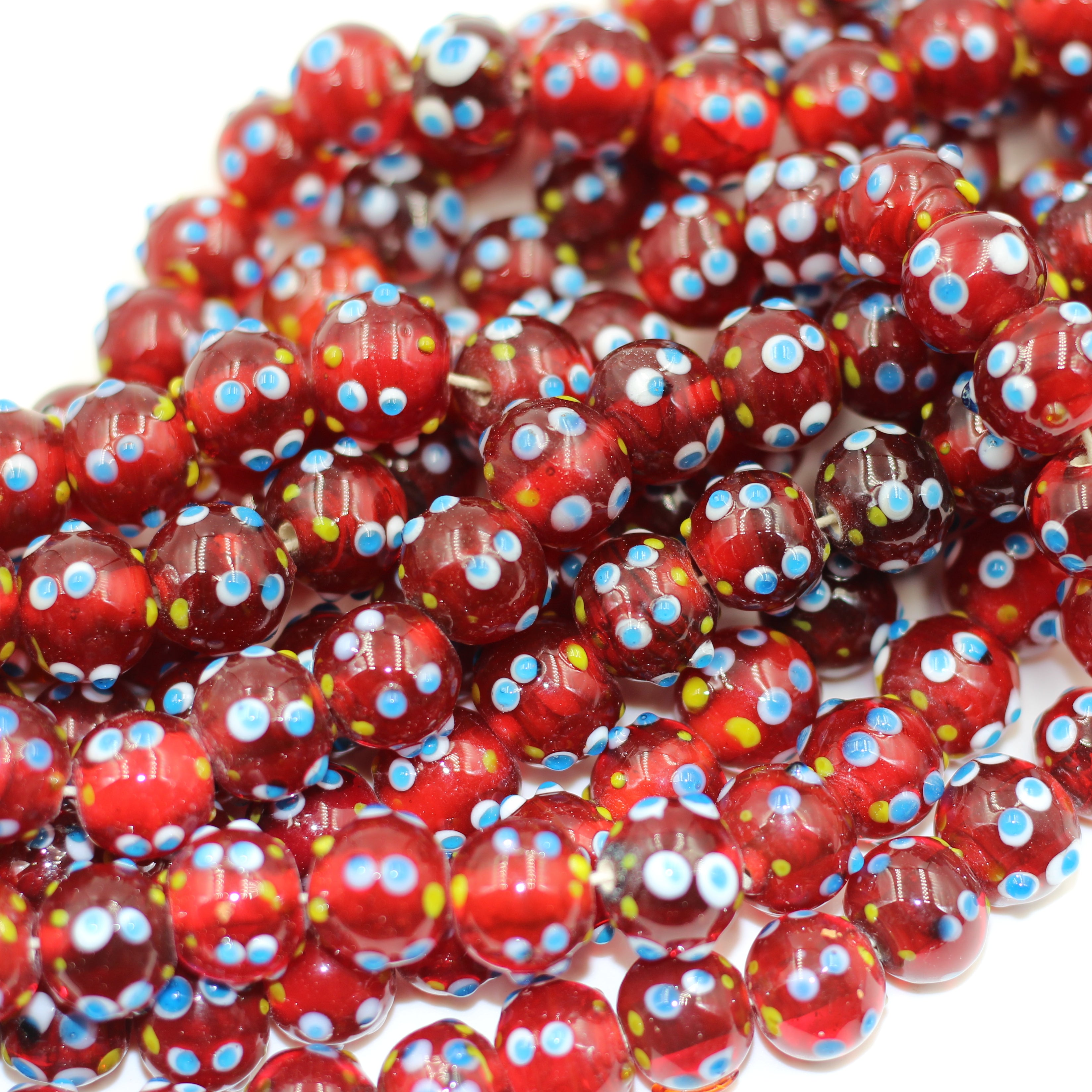 Fancy Indian Lampwork Glass Beads 4oz (25+)