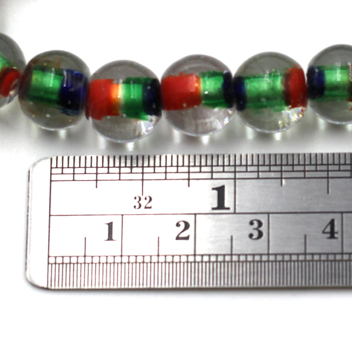(INDIA005) Blue, Red & Green With Clear Glass Beads