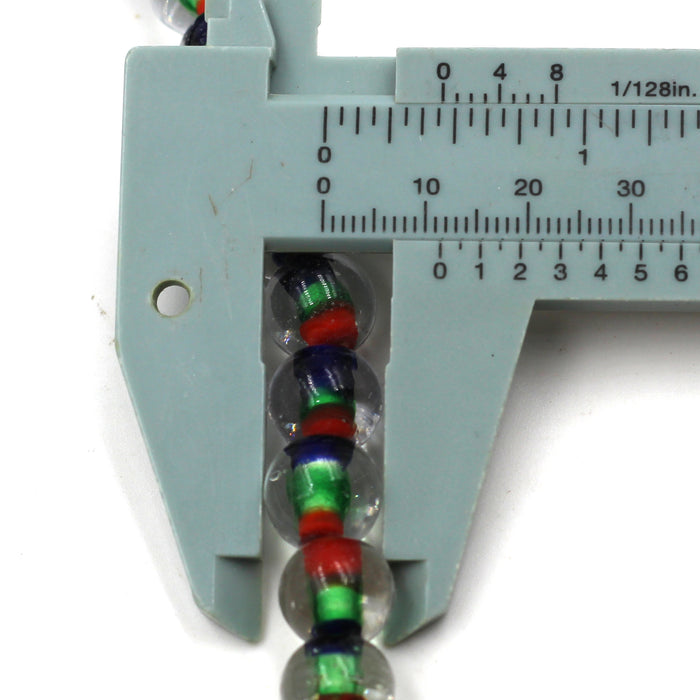 (INDIA005) Blue, Red & Green With Clear Glass Beads